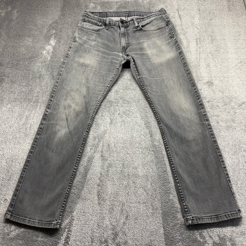 Levi's 514 Straight Fit Jeans Men 33x32 Grey Good Faded Zip Fly Stretch